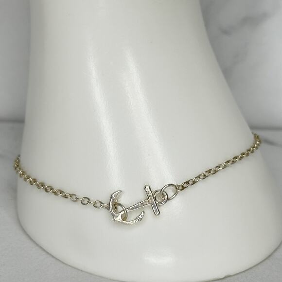 Silver Tone Anchor Anklet Ankle Bracelet - Picture 1 of 14